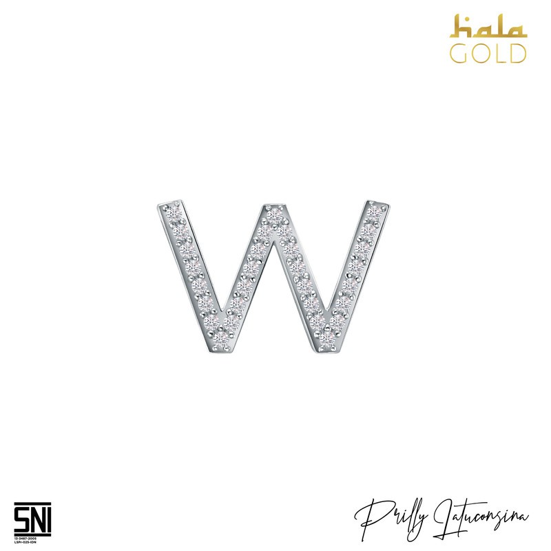 Liontin Emas Prilly Lop U Hala Gold Huruf Alphabet W