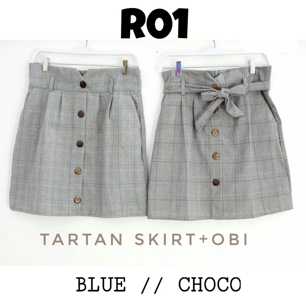 Rok pendek mini skirt motif kotak2 lucu pergi jalan casual bestseller fashion cewek wanita murah -01