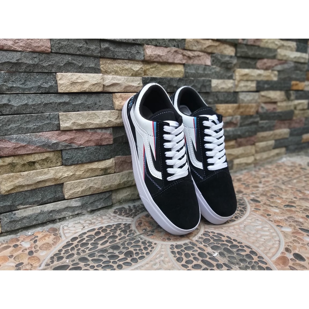 Sepatu Casual Pria Vans catur kotak kotak Checkerboard Grade Ori - Hitam Putih