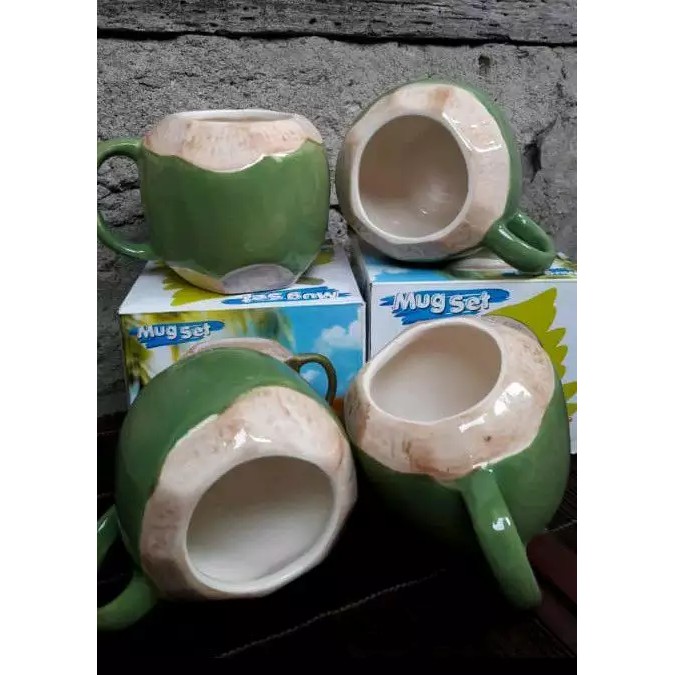 Mug Cangkir Gelas Unik 3D Kelapa Muda Lucu