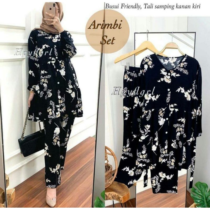 SETELAN PAKAIAN WANITA ARIMBI MOTIF BUNGA