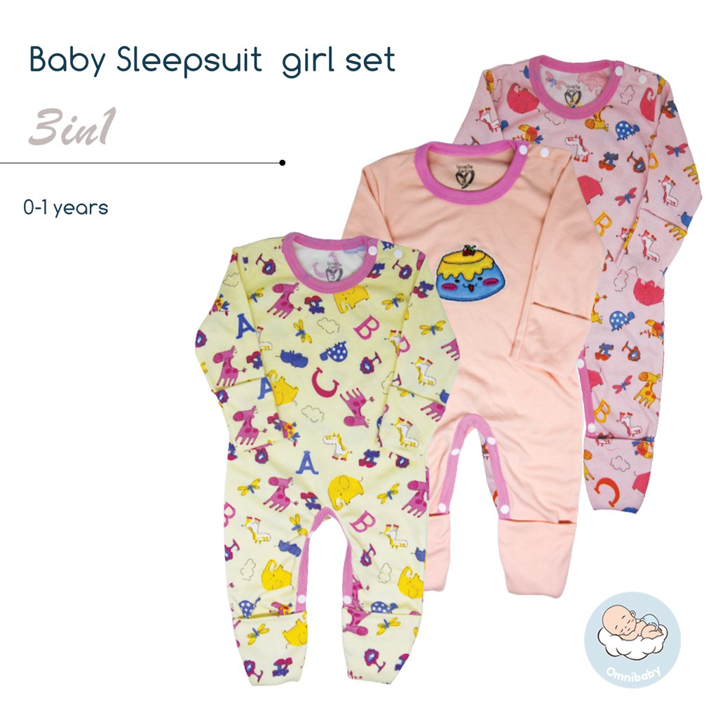 Lovelle cart's Sleepsuit 3in1 Bayi laki -laki/ Bayi perempuan Buka Tutup Tangan Kaki(SNI)