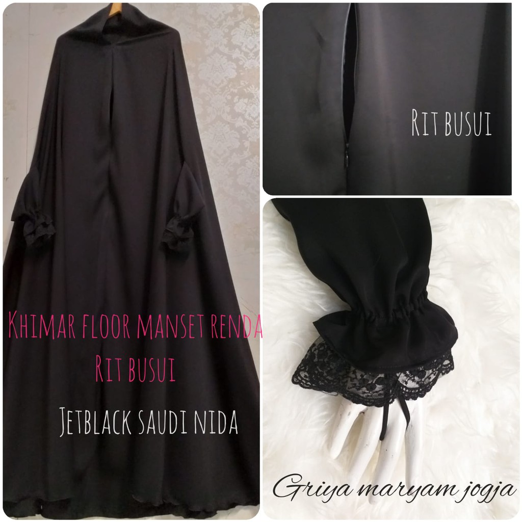 Khimar Floor NIDA SULTAN Warna  / LEXUS Jetblack Manset Renda A BUsuii