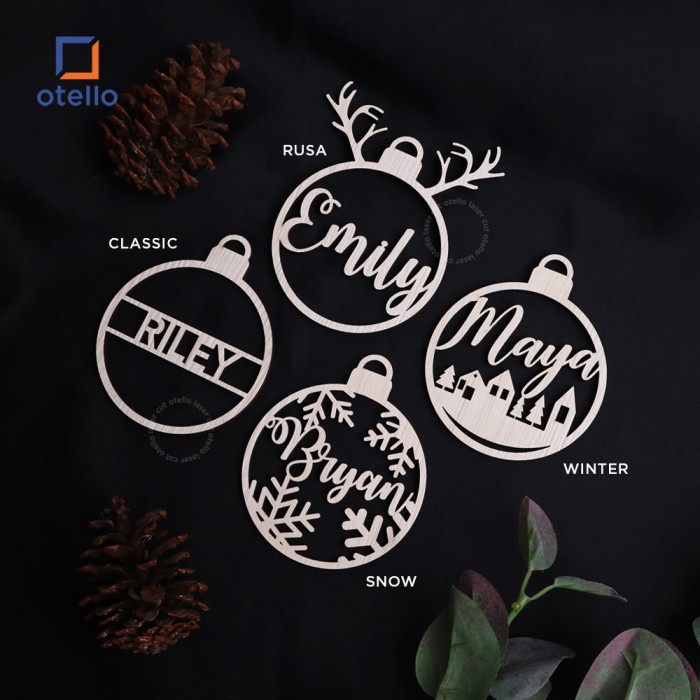 Gantungan Bauble Tag Custom Nama Hangtag Christmas Ornamen Hiasan Kado