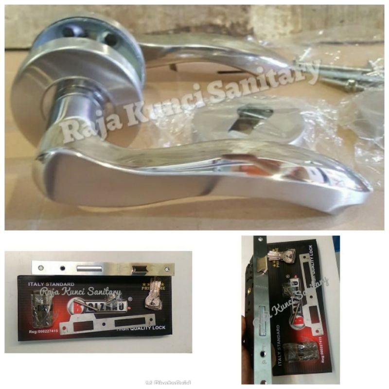 Paket Lengkap Handle Roses Stainless+Kunci Stainless+Cylinder