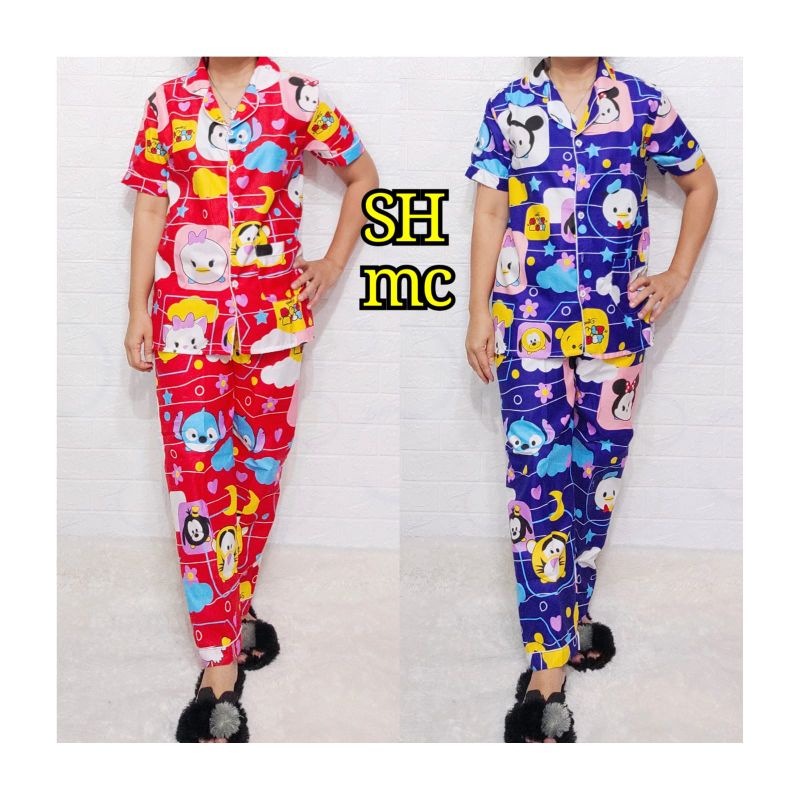 Baju Tidur Piyama Wanita Motif Tsum Tsum Pajamas Katun  / Baju Tidur setelan Wanita Katun CP JUmbo XXXL Terbaru Bigsize Kekiniaan