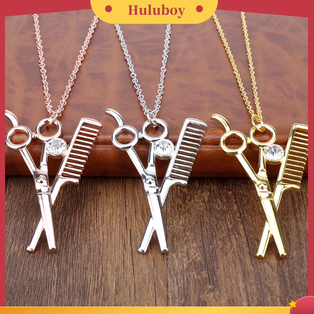 Hu Hu Hu Hu Hu Alat Bantu Pasang Kacamata♡ Kalung Rantai Liontin Guntingsisir Hias Berlian Imitasi Gaya Trendy Untuk Priawanita