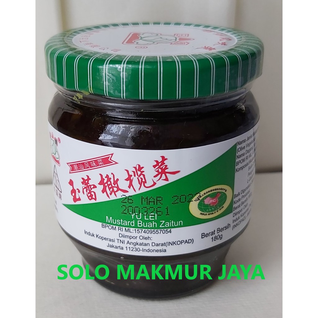 Yu Lei TTS Mustard Buah Zaitun Olive Vegetable 180 g