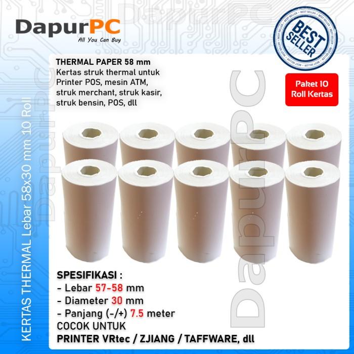 

Kertas | Thermal Paper 58 X 30 Mm 10 Roll Kertas Struk Untuk Atm Printer Zjiang
