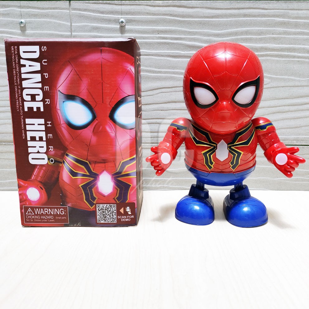 Dance Hero Spiderman Mainan Robot Superhero Avengers Menari Ada Lampu &amp; Musik