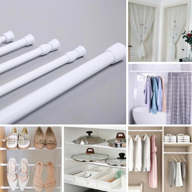 Tiang Panjang Pendek Serbaguna Tirai Korden Lemari Dapur dll 103-190cm