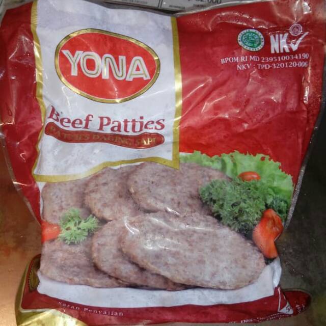 

BEEF PATIES YONA 500GR yona beef patties daging burger steak tebal