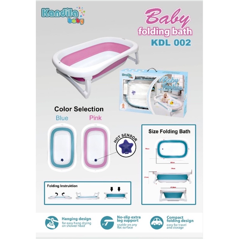 Bath Kandila Folding Baby Bathtub with Hot Sensor 70 x 42 cm Bak Mandi Lipat Bayi