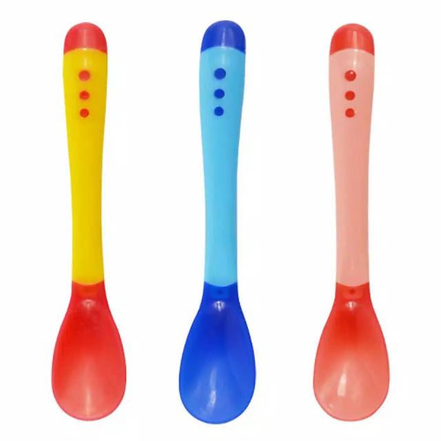 SENDOK/GARPU SILICONE SENSOR PANAS UNTUK Makan MPASI BAYI