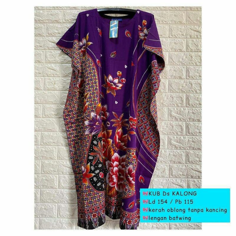 DASTER KALONG JUMBO KENCANA UNGU LABEL BIRU LD 154 CM ASLI DASTER BATIK KENCANA UNGU LOWO BAJU KAFTA
