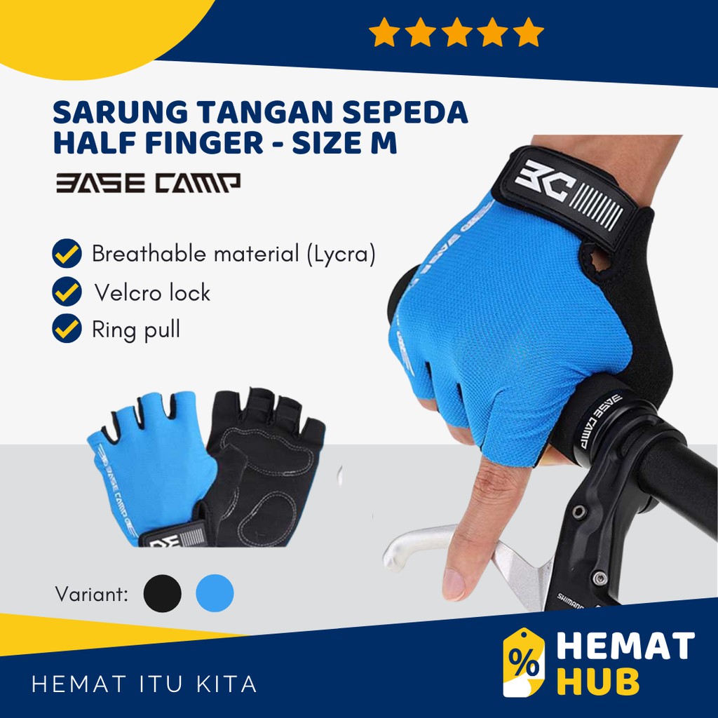 Sarung Tangan Sepeda Motor Basecamp Half Finger Bicycle Glove Smartphone Touchscreen Anti Slip