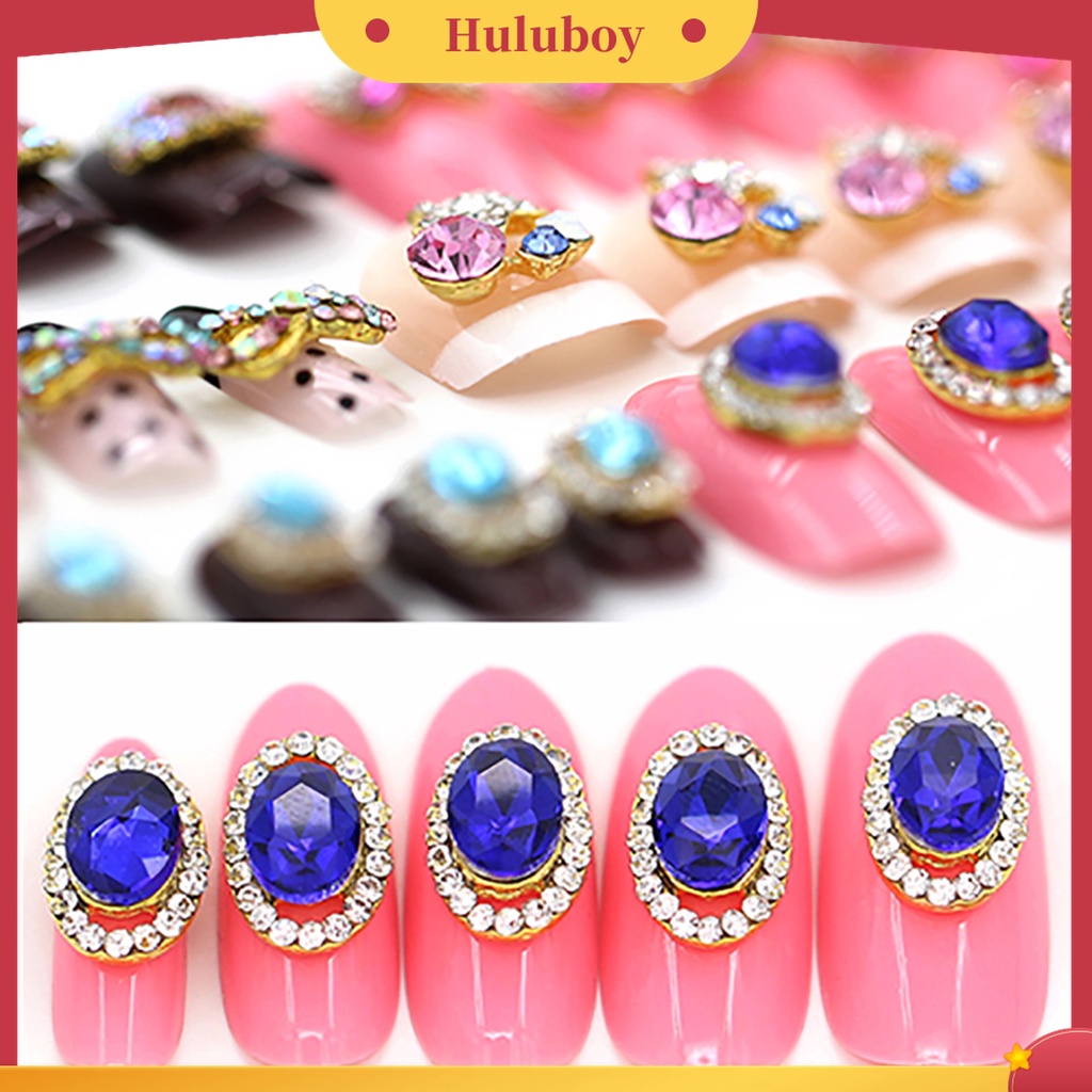 Huluboy Huluboy♡ 10pcs Stiker Kuku Bahan Alloy Aksen Berlian Imitasi Untuk Dekorasi Nail Art