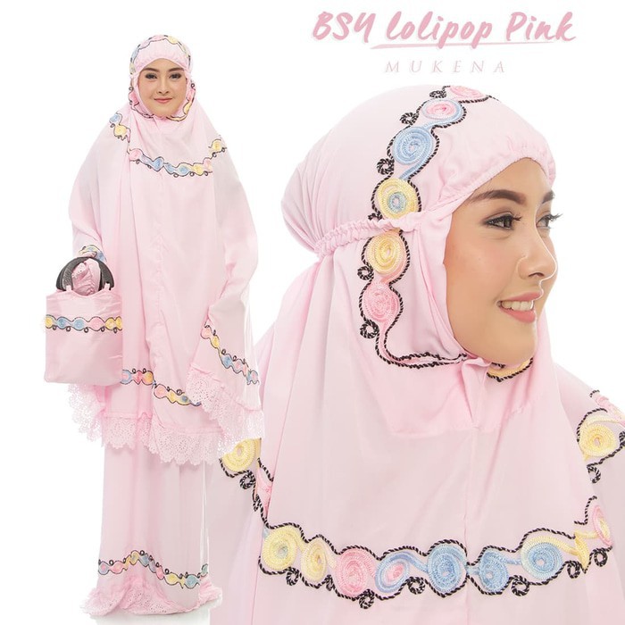 Mukena Bsy Lolipop - Bahan Bi Shrinkage yarn Sangat Lembut Dan Adem Motif Cantik