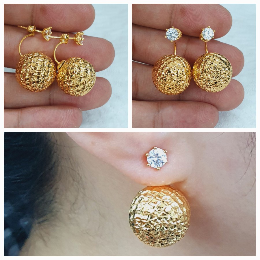 anting tusuk model belakang bola variasi ad emas 70% 700 70 % 16k