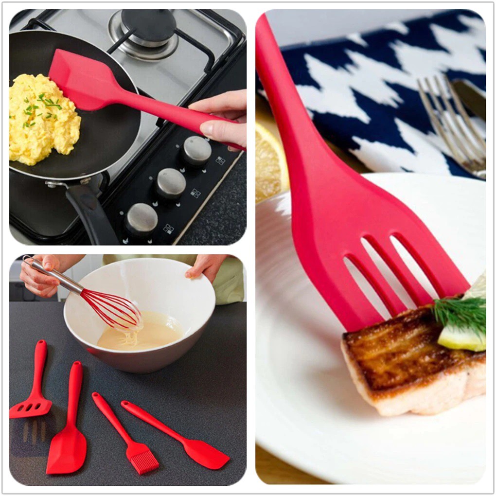 Spatula Silikon Set Baking Prop  Alat Masak 5 in 1 Sutil Kuas Silikon Tahan Panas Spatula Plastik