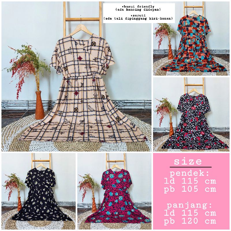 Daster viral/dress kimono seruti/busui/ld 115 cm/baju santai wanita