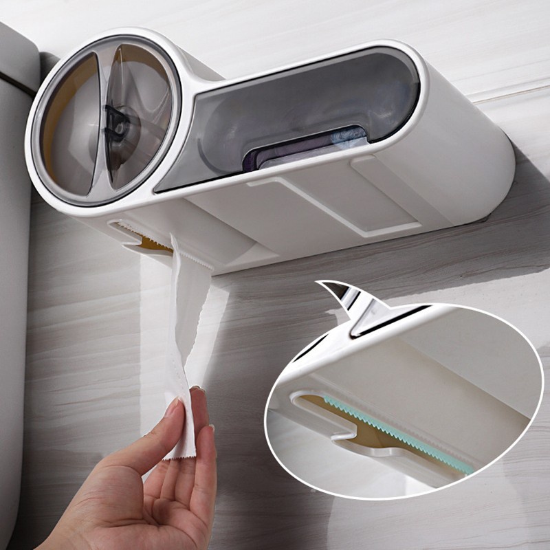 Toilet Paper Holder With Drawer / Tempat Tissue Bulat Dengan Laci Tissu