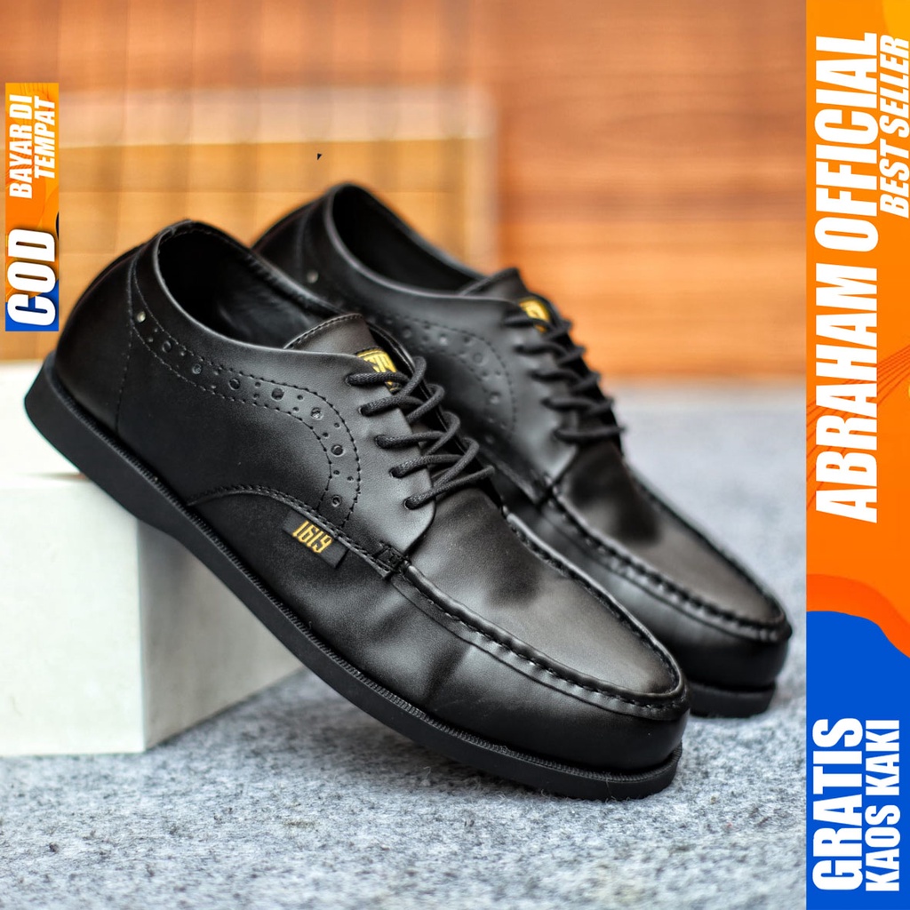 Sepatu Formal Pria Sepatu Casual Pria Kulit Pu Tali Sepatu Pantofel Kerja Kantor Kuliah Kondangan Sepatu Hitam Pria VOSLI ABRAHAM