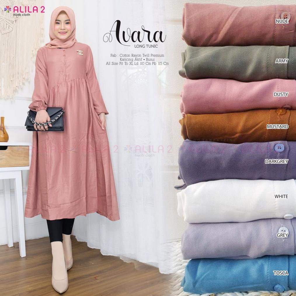 AVARA LONG TUNIC BY ALILA2 / LONG TUNIK POLOS BAHAN RAYON TWILL PREMIUM