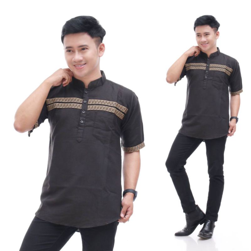 Baju Koko Kurta Dewasa Lengan Pendek M L XL Best Seller Koko Qurta Pakistan FF Matt katun adem tebal terbaru koko lebaran 2022 Hott Item kombinasi garis