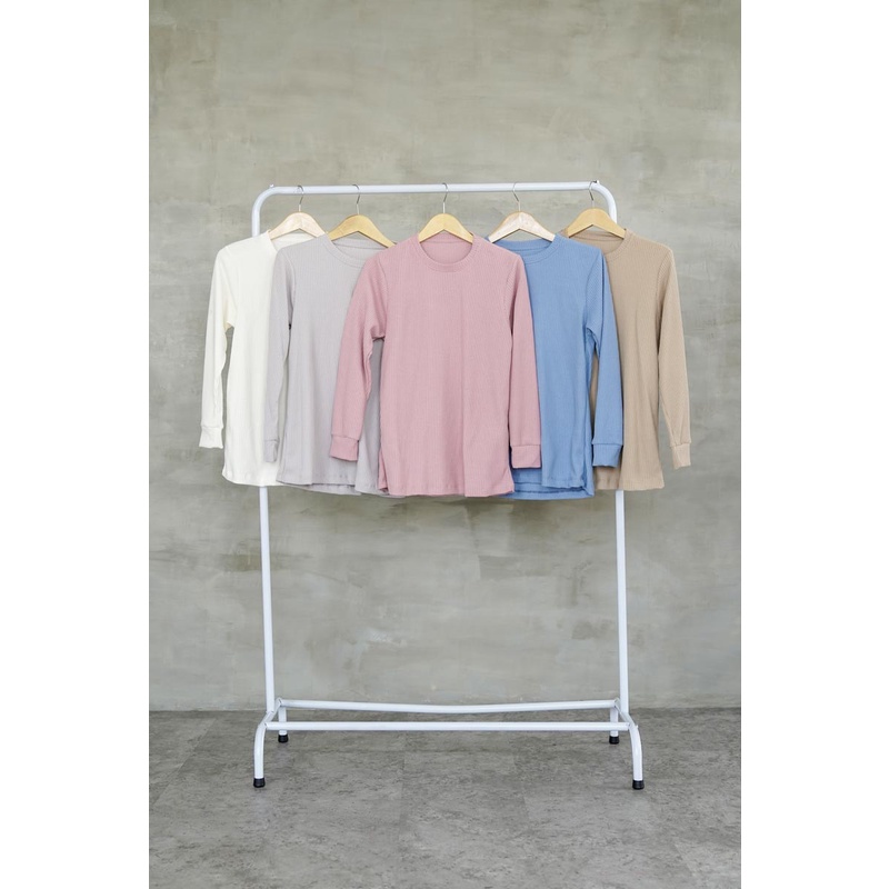 Sweater Waffle Knit Blouse Atasan Wanita Top