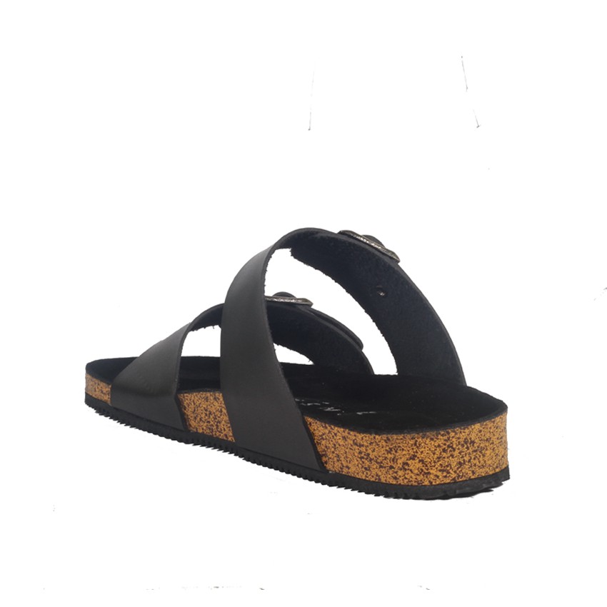 XANDER FULL BLACK |FORIND x Zensa| Sendal Jepit Tali Kulit Simpel Kayu Pria/Cowo/Men Sandal Footwear