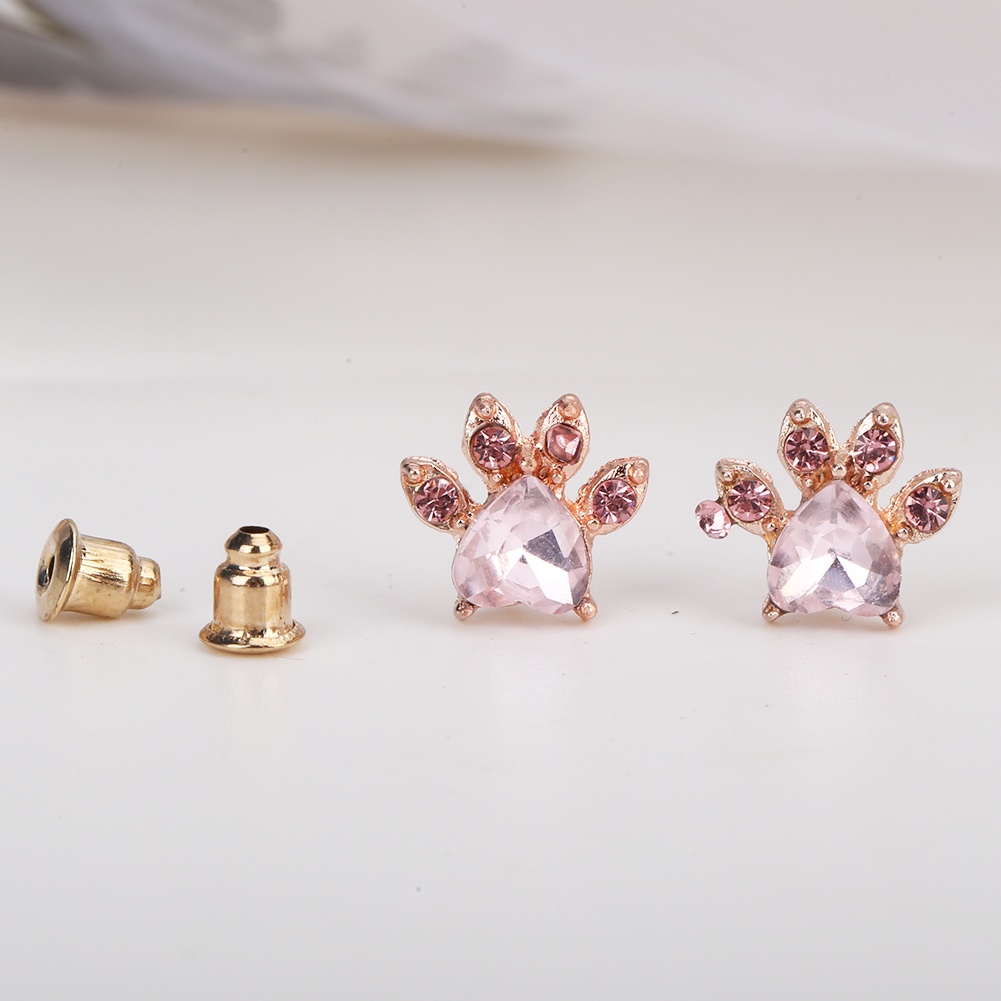 Hu Hu Hu Hu Hu Alat Bantu Pasang Kacamata♡ Anting Stud Cubic Zirconia Bentuk Cakar Kucing Untuk Wanita