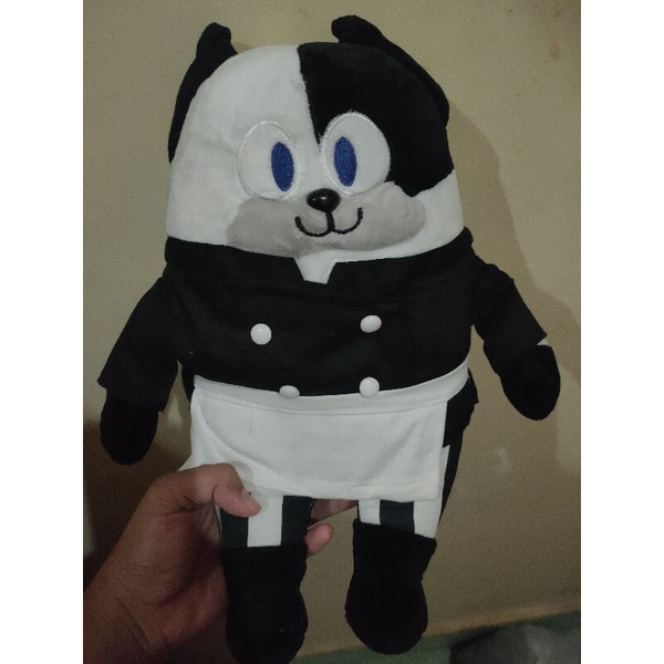 Boneka kucing koki hitam putih