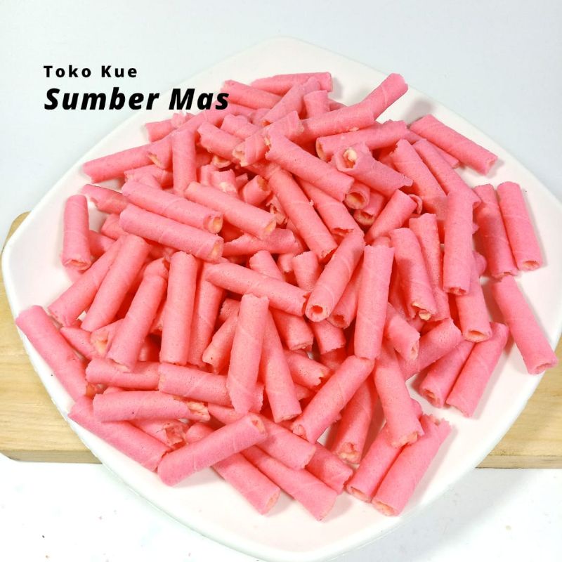 WAFER STIK MINI STRAWBERRY 500 GR/ WAFER ROLL STROBERI/ KILOAN