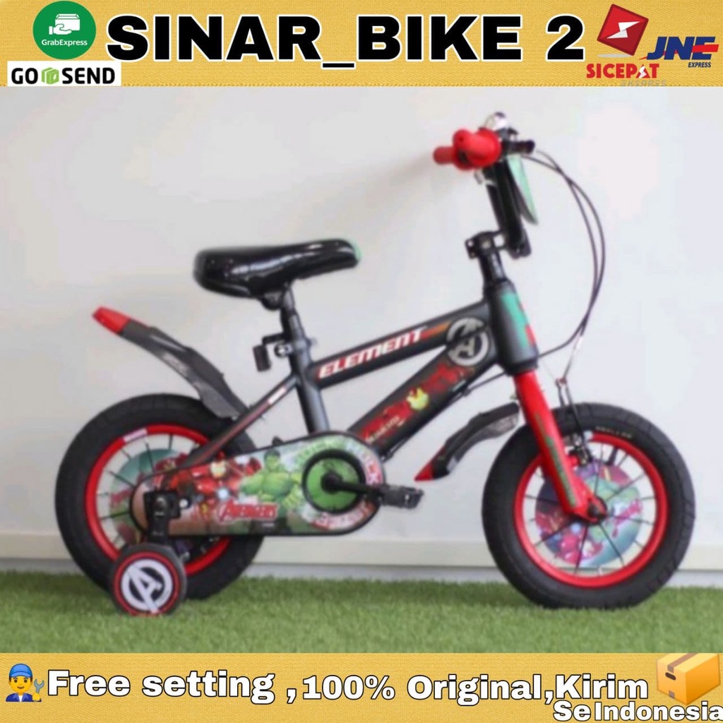 Sepeda Anak BMX 12 16 18 Inch ELEMENT HULK BUSTER Avengers Official License Marvel