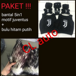 Paket Aksesoris  Interior Mobil  Bantal  Jok 5 in 1 Juventus 