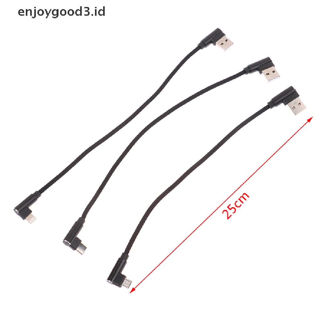 (Rready Stock) Kabel Data / Charger USB Ke Tipe-C El 90 Derajat 2.4A Panjang 25cm (ID)