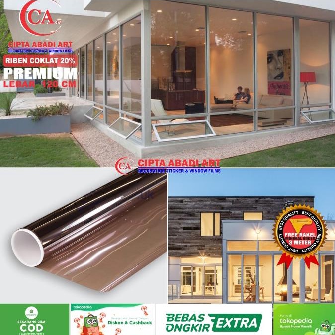 Jual STIKER KACA FILM RIBEN 20 COKLAT BROWN ELEGANT WINDOW FILM