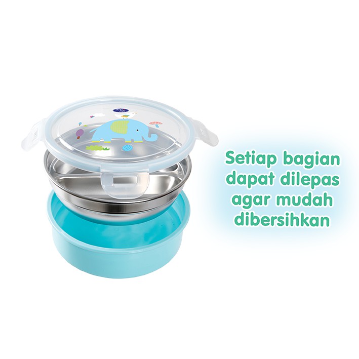 Baby Safe Stainless Lunch Box Round 2 sections  SS011 IB0091