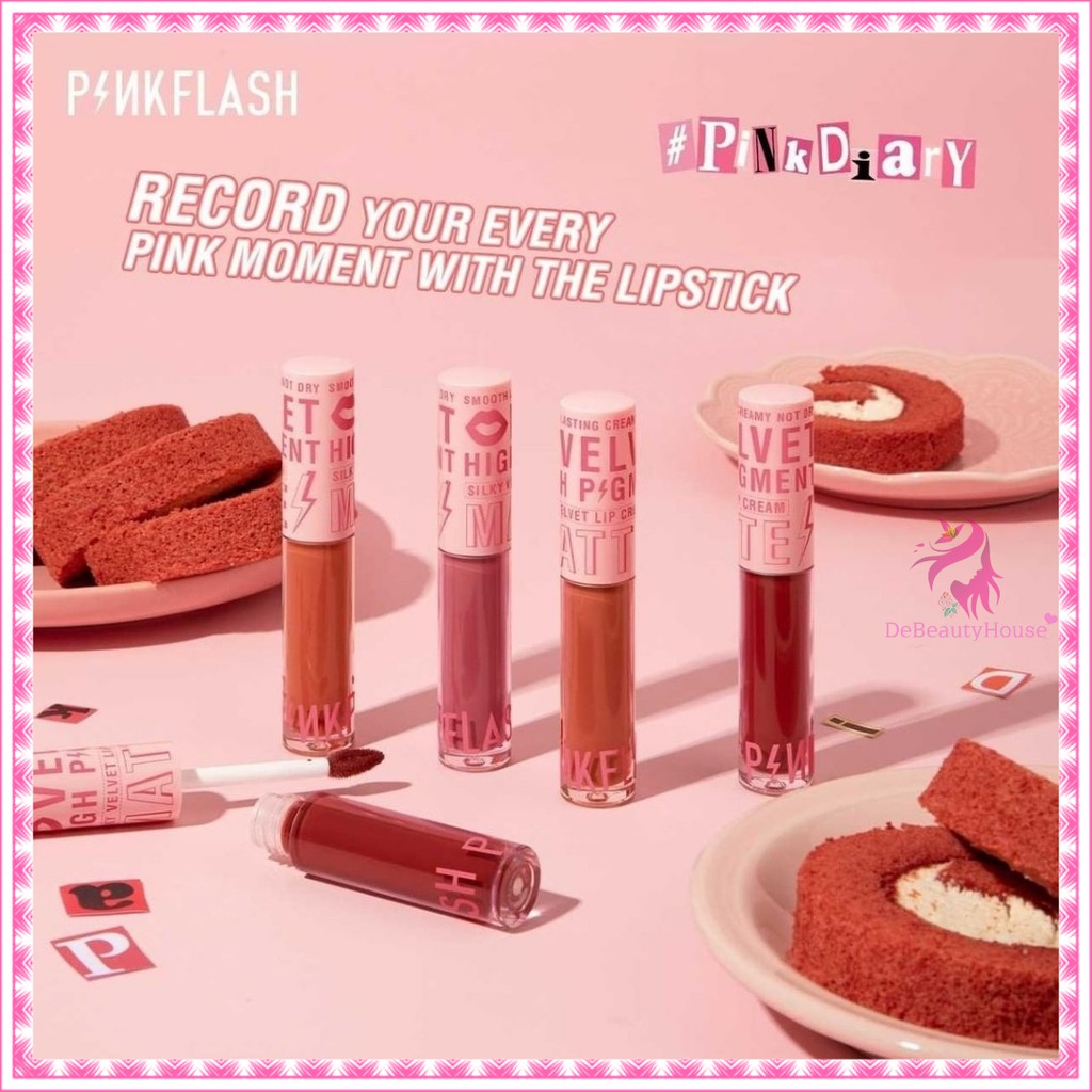 [BPOM] PINKFLASH Silky Velvet Lip Cream  Lipcream  Lipstick  PinkDiary Pink Flash