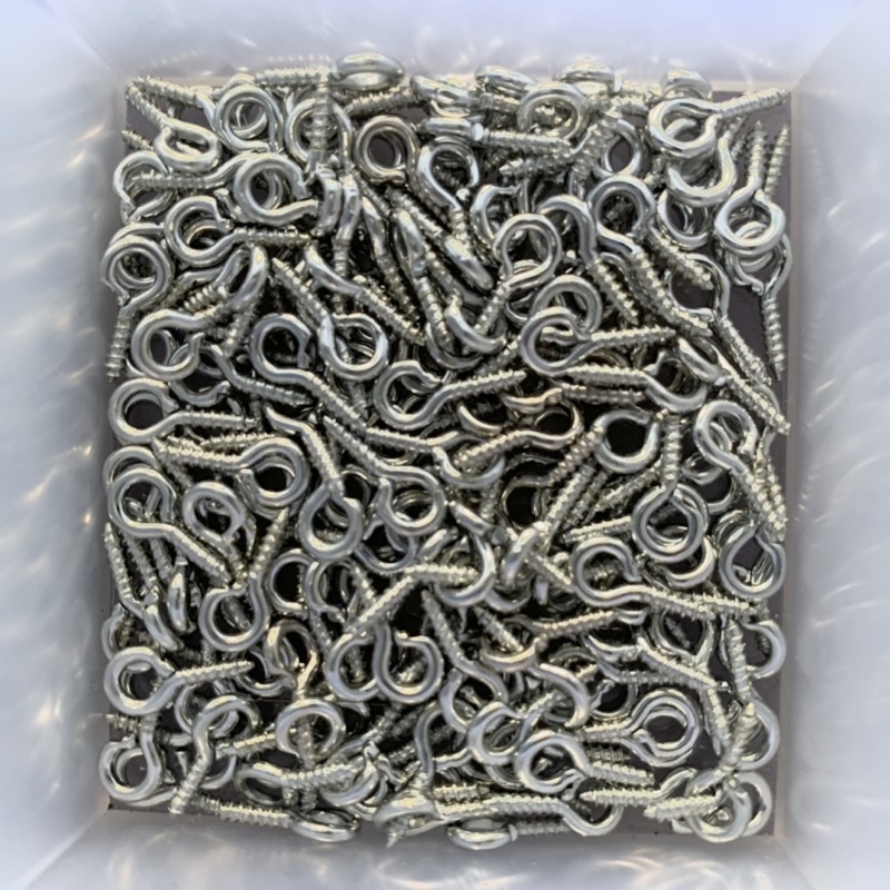 Paku Ulir Paku Kait Eye Screw Baut Mini 10mm / 1cm Warna Nikel /Silver (12pcs)