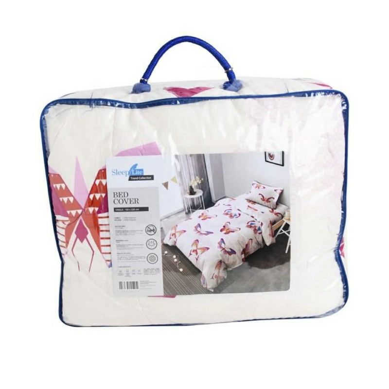 Jastip Ace Hardware - Sleeplite 150x220 Cm Bed Cover Single Motif Kupu-Kupu - Putih