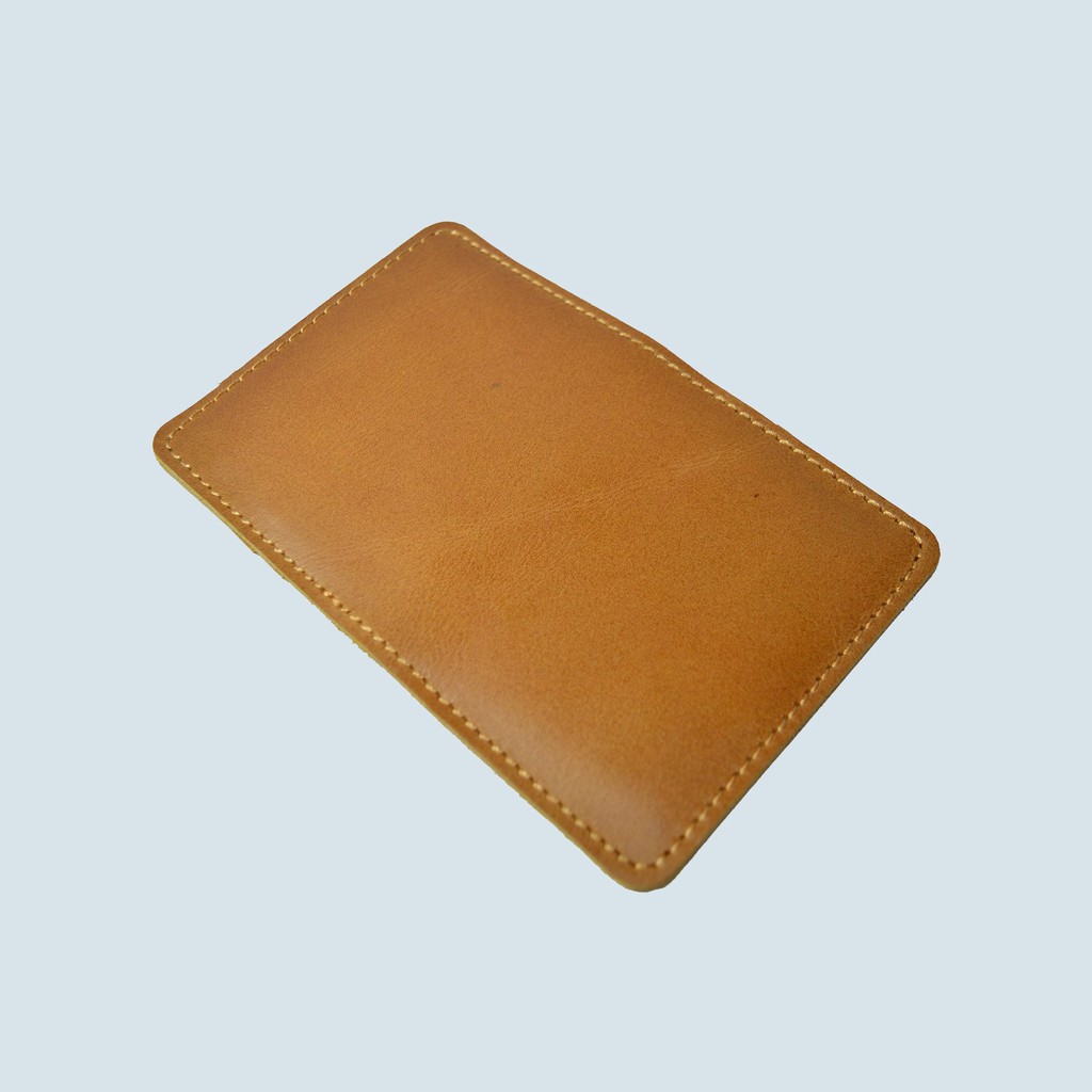 dompet kartu kulit asli 8 slot kartu - card wallet model lipat tan