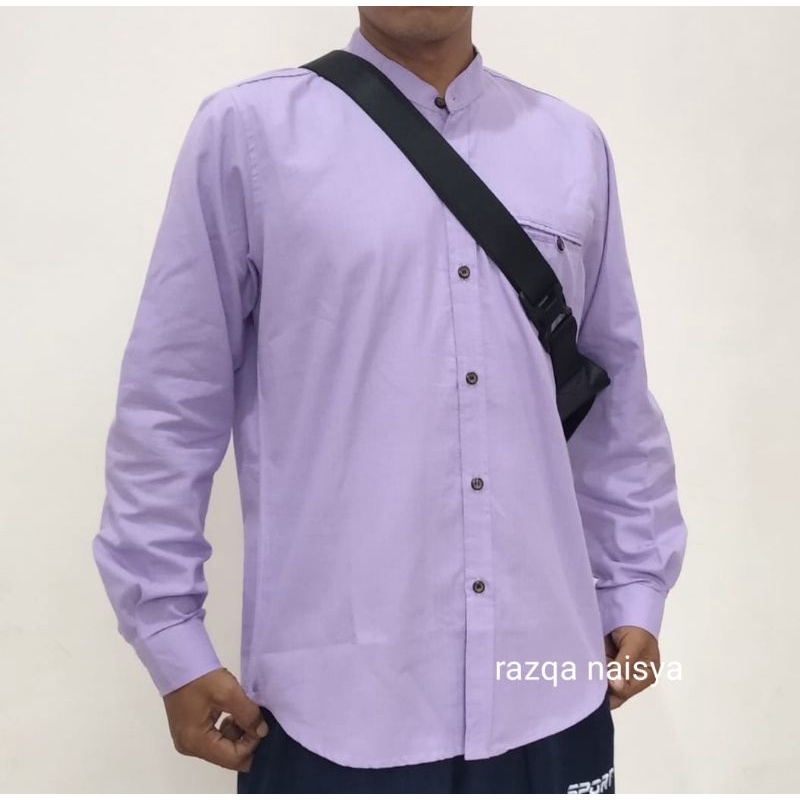 Best Kemeja semi koko Pria warna Lilac /Kemko Pria Modern Ungu muda /Kemeja Pria Muslim terlaris