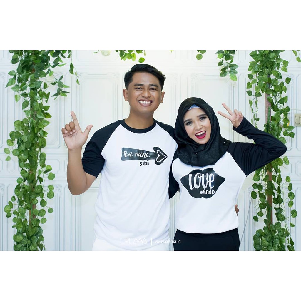 Kaos Raglan Couple Custom Nama Pasangan / keluarga / family