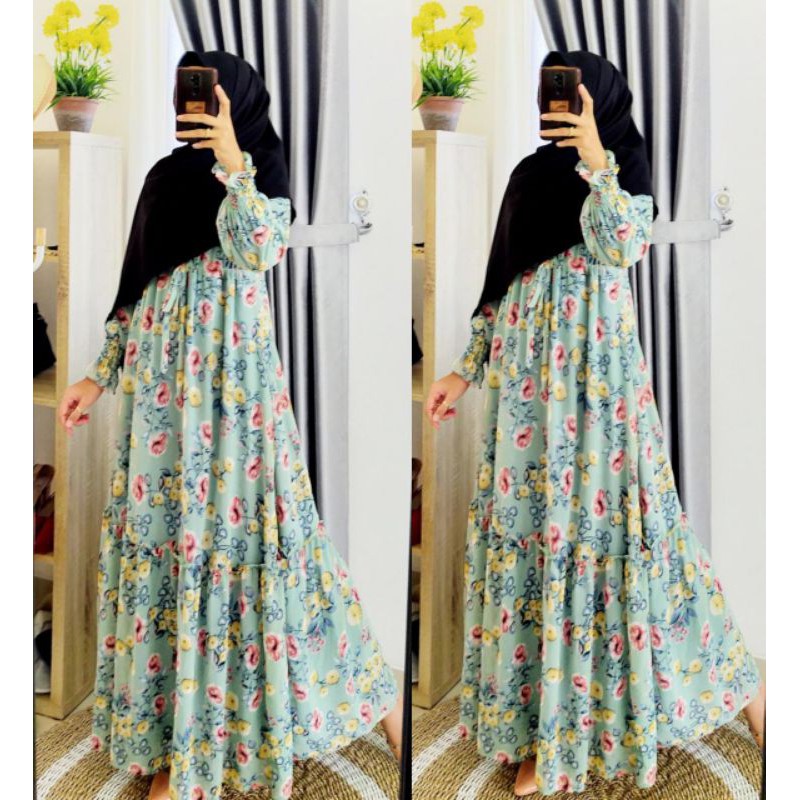 dress payung gamis ceruti printing