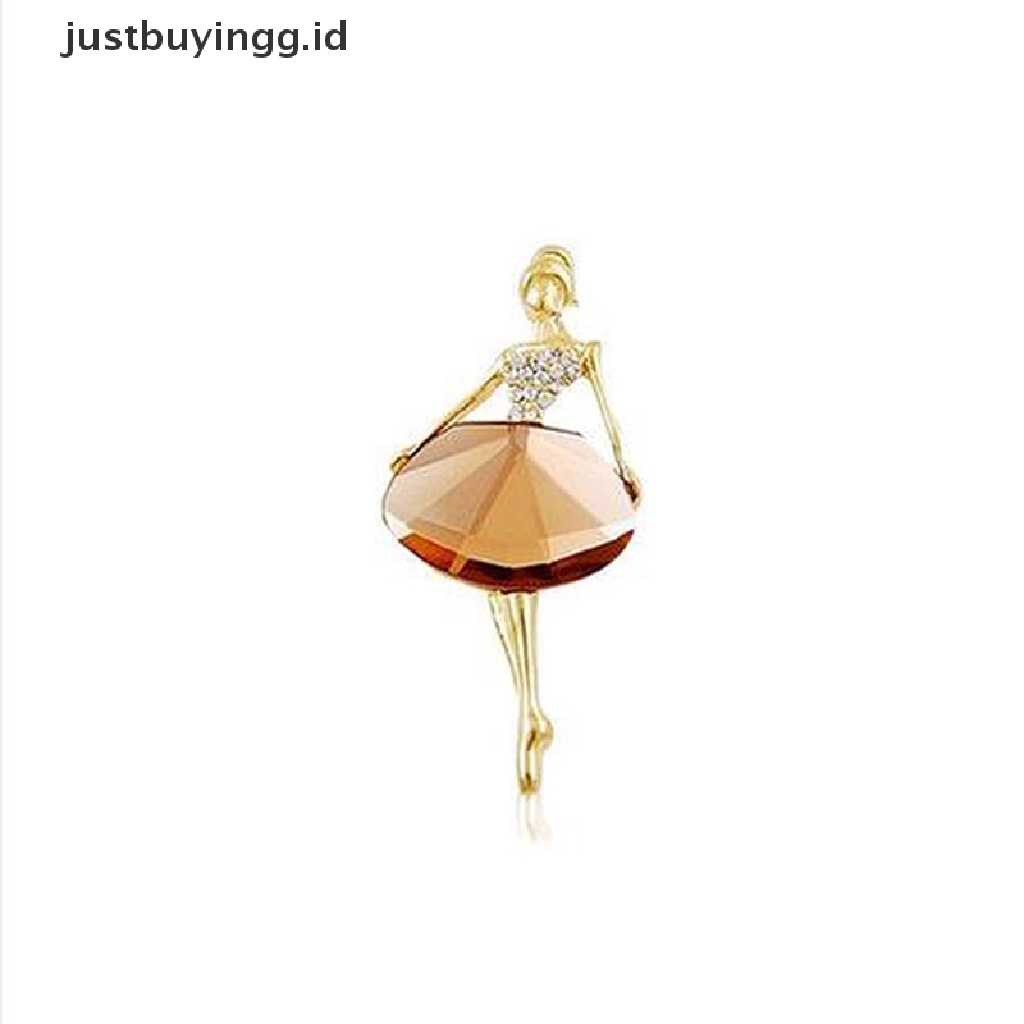 [justbuyingg.id] Fashion Princess Ballerina Brooch Pins Bling Crystal Brooches Ballet Girl Pins ID