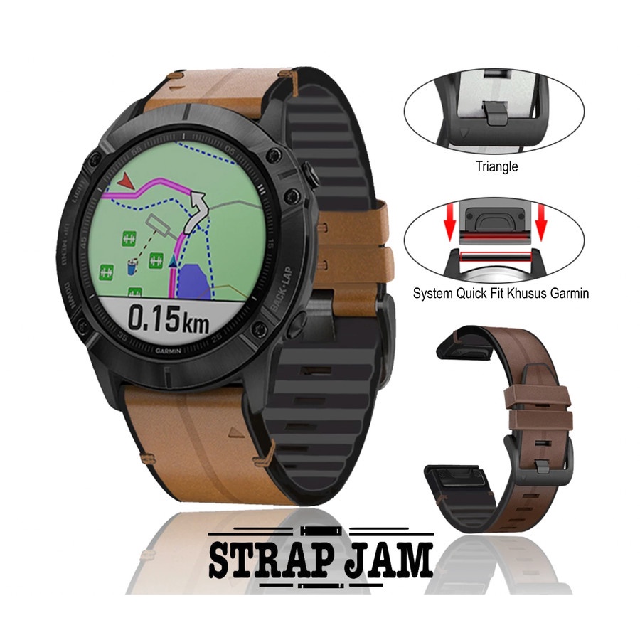 Strap Quick Fit 22mm Khusus Garmin Epix Gen 2 47mm - Tali Jam Hybrid Dual Layer Rubber Leather Kulit