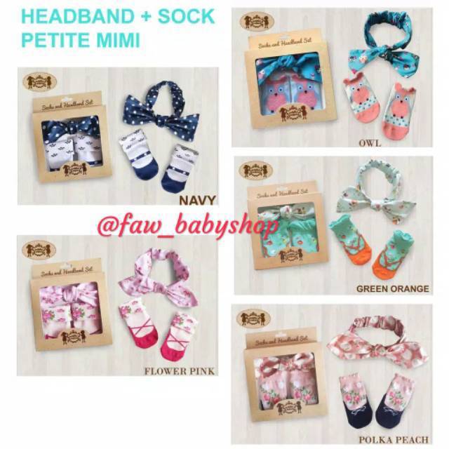 Socks Headband Set merek Petite  Mimi  Kaos  kaki  dan 