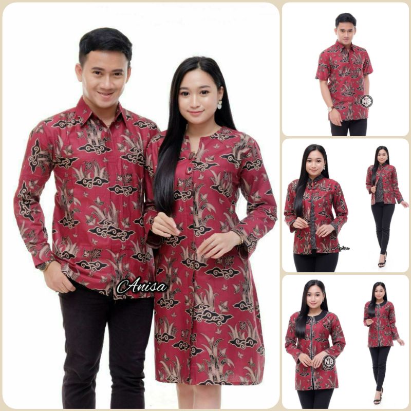 BATIK COUPLE MODERN SARIMBIT BATIK COUPLE BLOUSE TUNIK BATIK COUPEL COPLE COPEL PASANGAN MAURA COUPLE